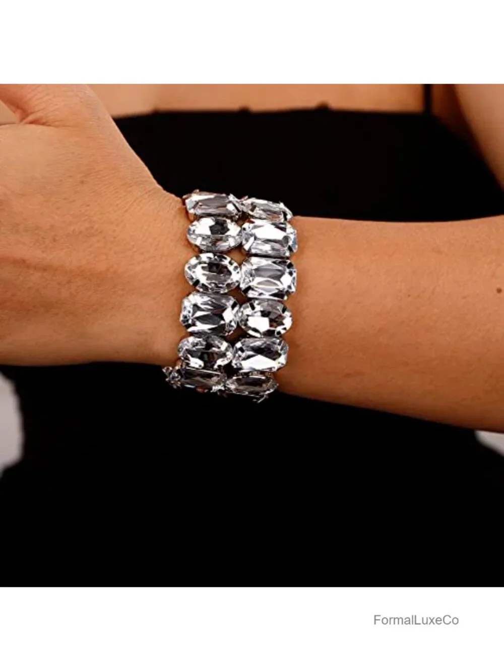 Crystal Rhinestone Bangle Bracelet Alloy Statement Jewelry for Women Wedding